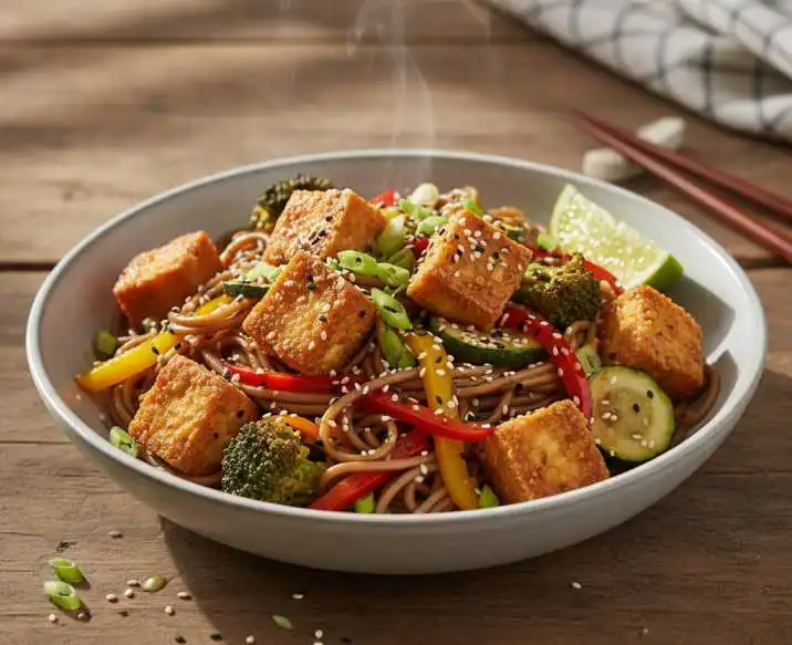 Nudeln mit Tofu – Knuspriger Tofu trifft auf perfekt gewürzte Nudeln