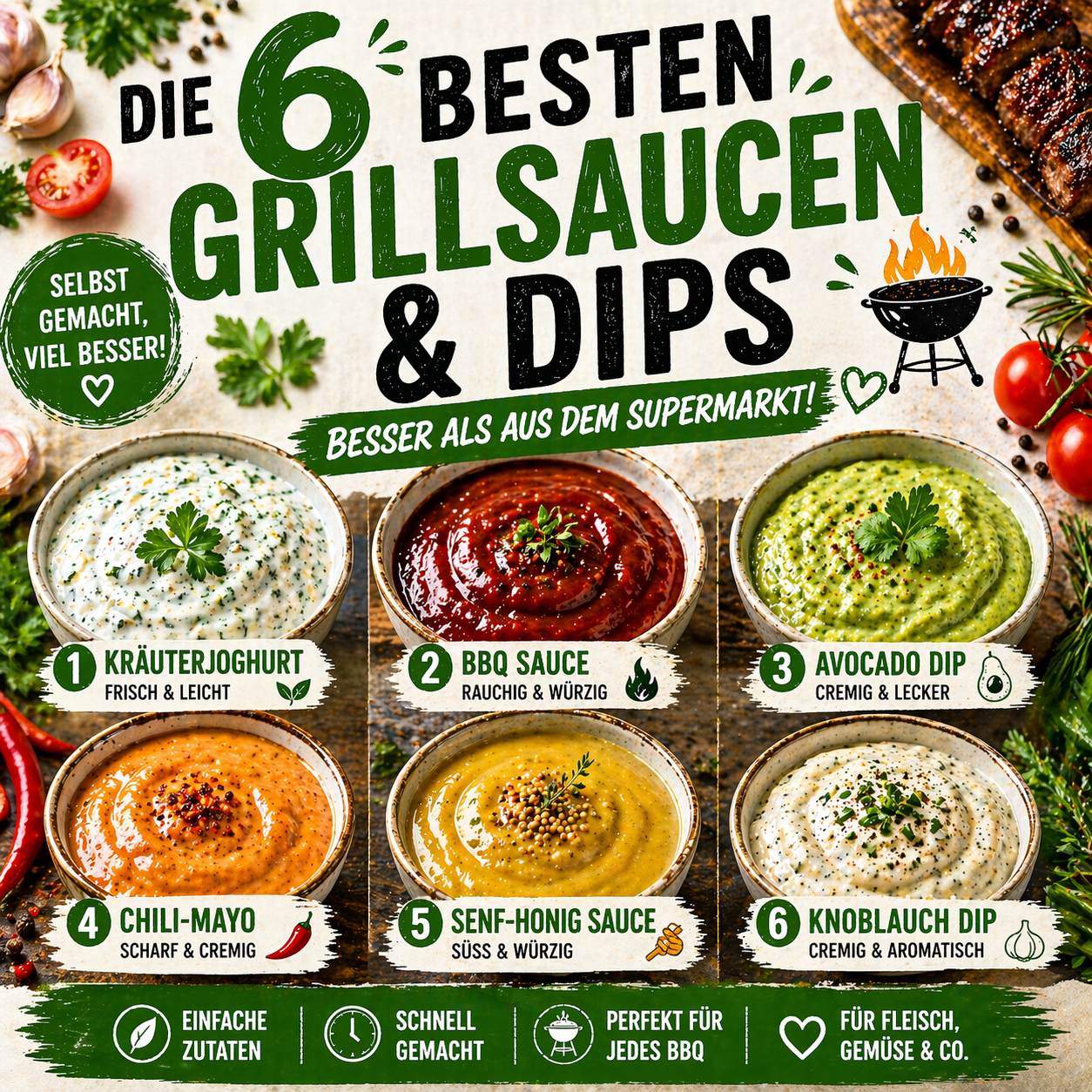 Die 6 besten Grillsaucen & Dips – Besser als aus dem Supermarkt