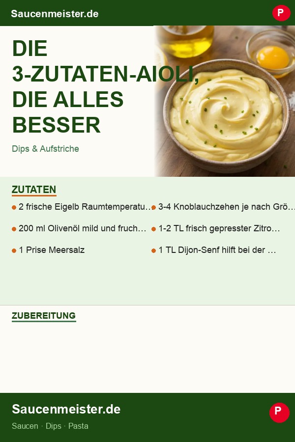 Pinterest Pin: Die 3-Zutaten-Aioli, die alles besser schmecken lässt