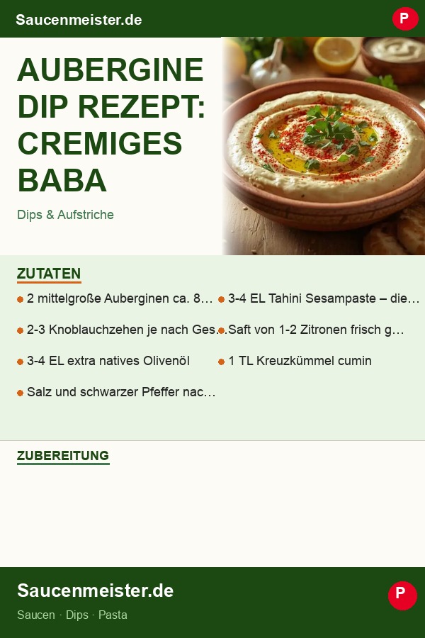 Pinterest Pin: Aubergine Dip Rezept: Cremiges Baba Ganoush selber machen