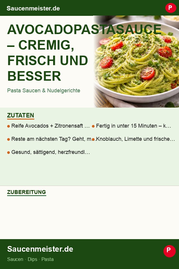 Pinterest Pin: Avocadopastasauce – Cremig, Frisch und Besser als Jede Klassische Pastasauce