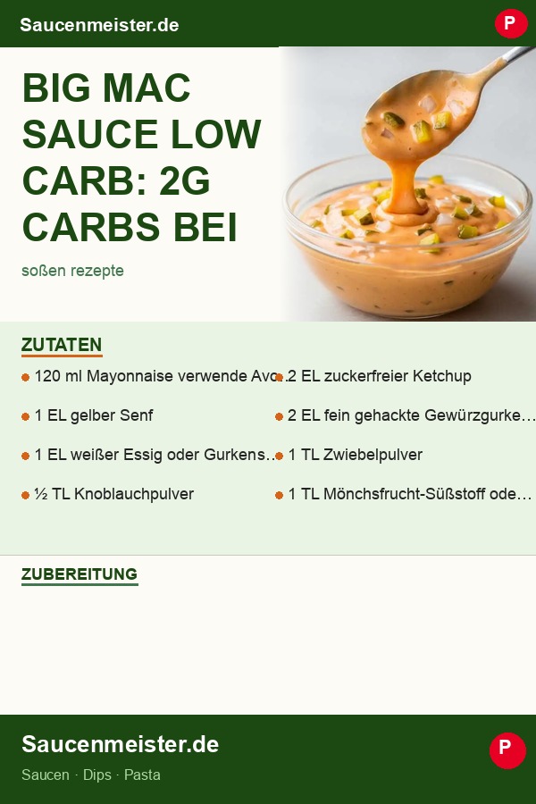 Pinterest Pin: big mac sauce low carb: 2g Carbs bei McDonald’s vs. 0,8g hausgemacht (5-Min-Rezept)