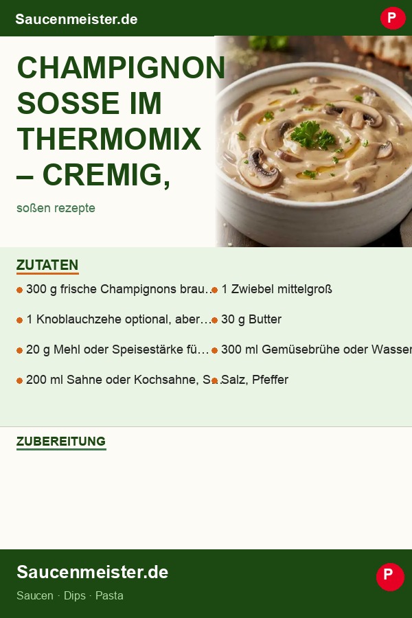 Pinterest Pin: Champignon Soße im Thermomix – Cremig, schnell und so viel besser als aus dem Glas!