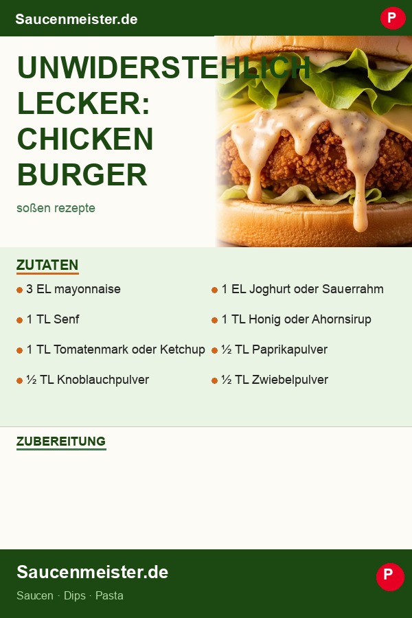Pinterest Pin: Unwiderstehlich Lecker: Chicken Burger Soße selber machen in 5 Minuten!