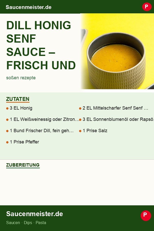 Pinterest Pin: Dill Honig Senf Sauce – Frisch und lecker zu Fischgerichten