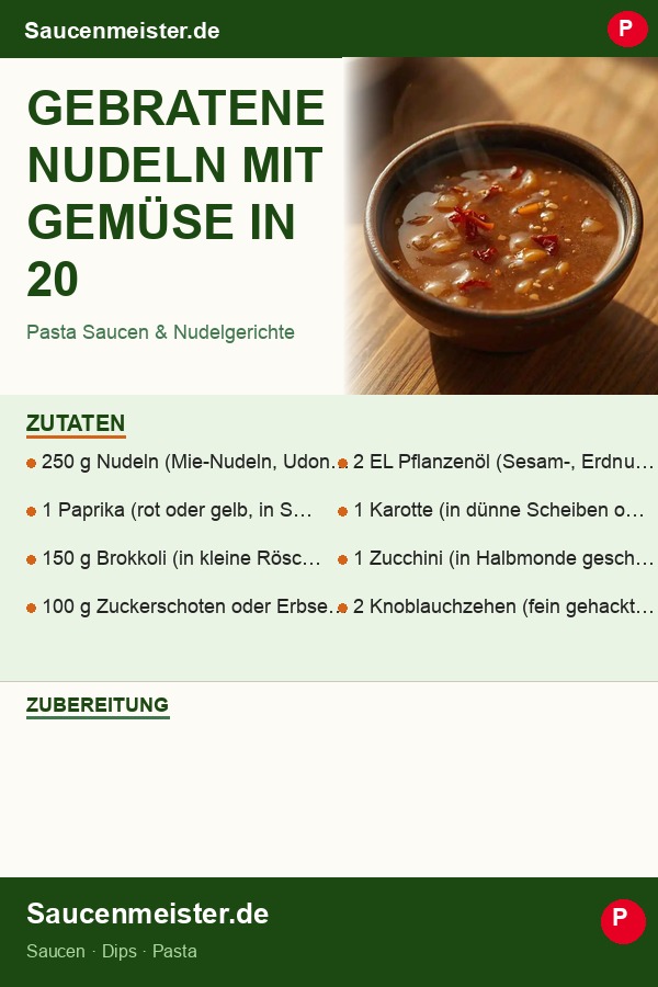 Pinterest Pin: Gebratene Nudeln mit Gemüse in 20 Minuten: Das perfekte Feierabend-Rezept