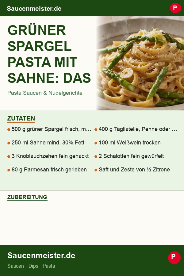 Pinterest Pin: Grüner Spargel Pasta mit Sahne: Das perfekte Frühlingsrezept