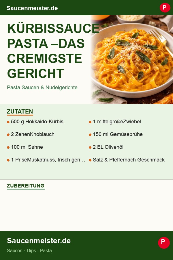 Pinterest Pin: Kürbissauce Pasta –das cremigste Gericht des Herbstes