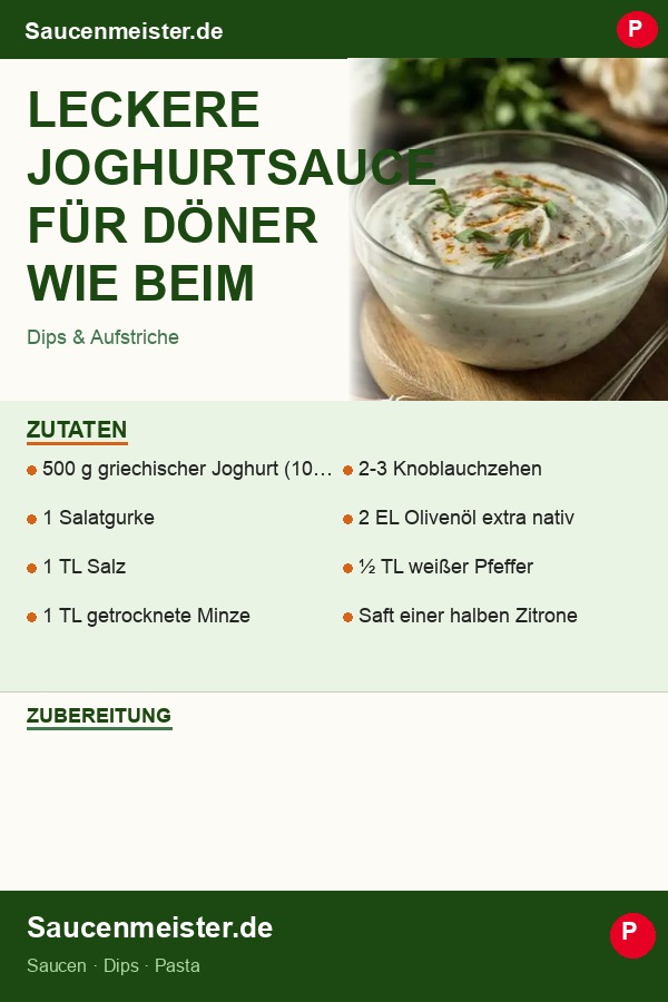 Pinterest Pin: Leckere Joghurtsauce für Döner wie beim Imbiss