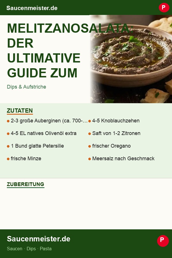 Pinterest Pin: Melitzanosalata: Der ultimative Guide zum griechischen Auberginen-Dip
