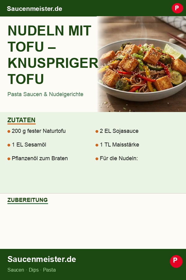 Pinterest Pin: Nudeln mit Tofu – Knuspriger Tofu trifft auf perfekt gewürzte Nudeln