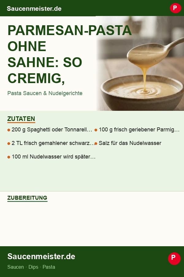Pinterest Pin: Parmesan-Pasta ohne Sahne: So cremig, dass niemand den Unterschied merkt