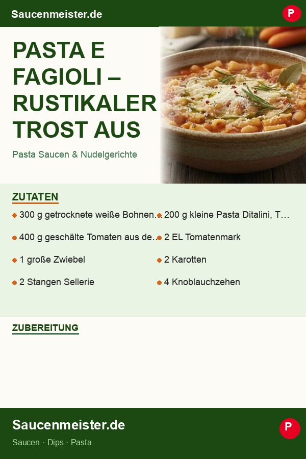 Pinterest Pin: Pasta e Fagioli – Rustikaler Trost aus Italiens Küche
