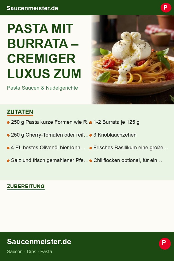 Pinterest Pin: Pasta mit Burrata – Cremiger Luxus zum Verlieben