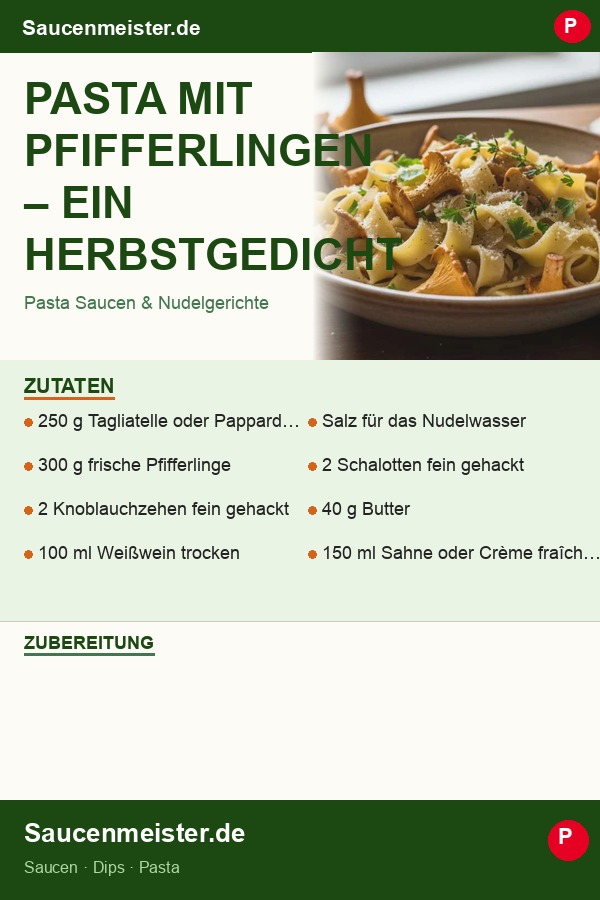 Pinterest Pin: Pasta mit Pfifferlingen – Ein Herbstgedicht auf dem Teller