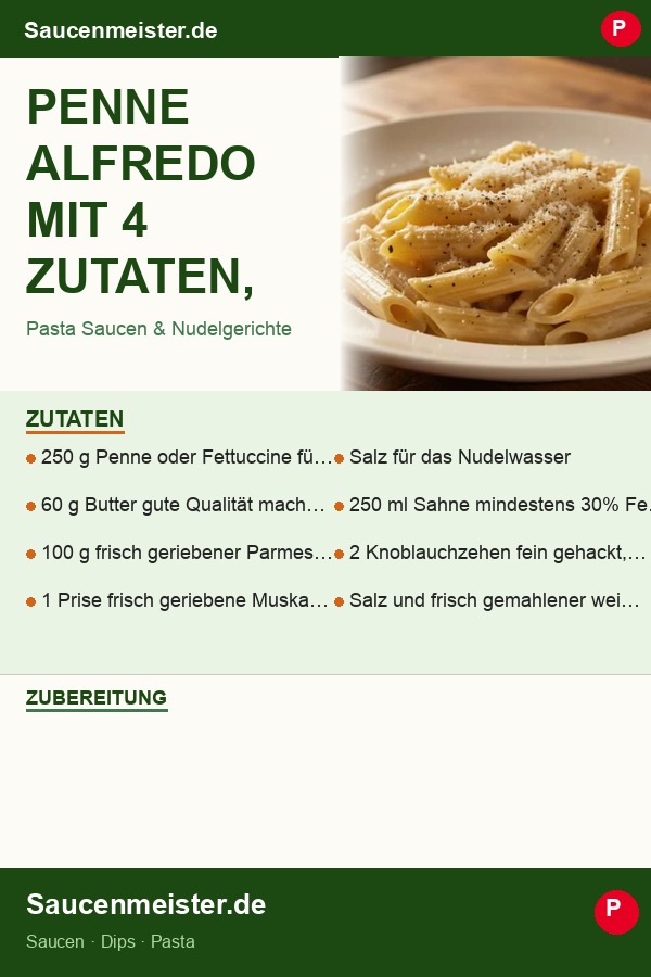 Pinterest Pin: Penne Alfredo mit 4 Zutaten, das Olive Garden schlägt