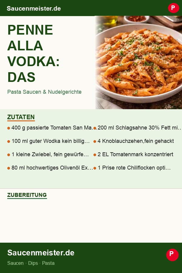 Pinterest Pin: Penne alla Vodka: Das cremige 5-Zutaten-Rezept, das alle nach dem Geheimnis fragen lässt