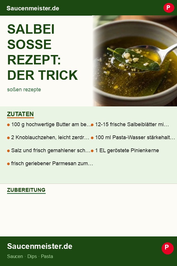 Pinterest Pin: Salbei Soße Rezept: Der Trick für cremige Butter-Salbei-Soße