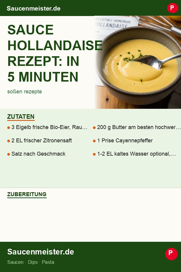 Pinterest Pin: Sauce Hollandaise Rezept: In 5 Minuten Perfekt Gelingen (Gelingsicher!)