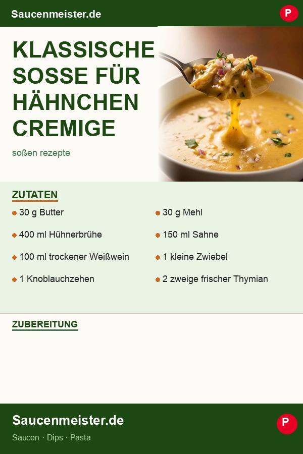 Pinterest Pin: Klassische Soße für Hähnchen cremige Soße