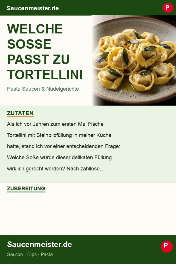 Pinterest Pin: Welche Soße passt zu Tortellini mit Steinpilzfüllung